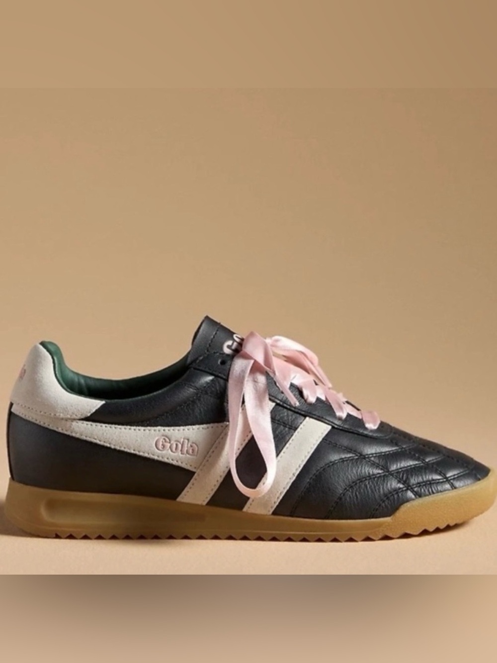 Gola Black & White Sneakers with Pink Ribbon Laces